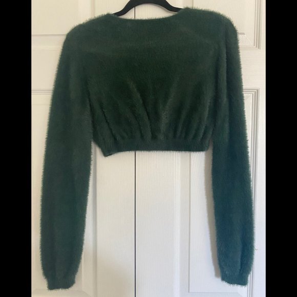 NWOT Savage X Fenty Fluff it Up Crop Top - Size L - Botanical Green - Picture 4 of 4